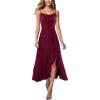 image:imageVFSHOW Womens Cowl Neck Cocktail Formal Wedding Guest Elegant High Low Ruffle Slit Evening Party A Line Long DressDark Red