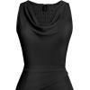 image:imageVFSHOW Womens Cocktail Cowl Neck Dress Casual Wedding Guest Sleeveless Belted Long Fit and Flare A Line Dresses with PocketBlack