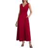 image:imageVFSHOW Womens Cocktail Cowl Neck Dress Casual Wedding Guest Sleeveless Belted Long Fit and Flare A Line Dresses with PocketRed
