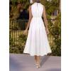 image:imageVFSHOW Womens Summer Casual Ruffle Crew Neck Midi Long Dress Sleeveless Wedding Guest Pocket Flowy A Line Tunic SundressWhite