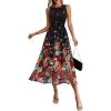 image:imageVFSHOW Womens Summer Casual Ruffle Crew Neck Midi Long Dress Sleeveless Wedding Guest Pocket Flowy A Line Tunic SundressBlack