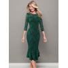 image:imageVFSHOW Womens Vintage Elegant Cocktail Party Bodycon Pencil Mermaid Midi MidCalf DressGreen Lace