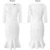 image:imageVFSHOW Womens Vintage Elegant Cocktail Party Bodycon Pencil Mermaid Midi MidCalf DressOffwhiteIvory