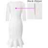 image:imageVFSHOW Womens Vintage Elegant Cocktail Party Bodycon Pencil Mermaid Midi MidCalf DressOffwhiteIvory
