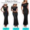 image:imageVFSHOW Womens 2025 One Shoulder Wedding Guest Bodycon Maxi Dress Sexy Off The Shoulder Fitted Formal Long Cocktail DressesBlack