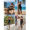 image:imageVFSHOW Womens 2025 Spaghetti Strap Cocktail Bodycon Maxi Dress Sexy Backless Scoop Neck Wedding Guest Formal Long DressesBlack and Multi Floral Print