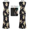 image:imageVFSHOW Womens Boat Neck Formal Bodycon Maxi Sleeveless Slim Fitted Wedding Guest Long Cocktail Mermaid DressBlack With Beige Floral Print