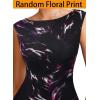 image:imageVFSHOW Womens Boat Neck Formal Bodycon Maxi Sleeveless Slim Fitted Wedding Guest Long Cocktail Mermaid DressBlack With Purple Abstract Print