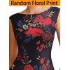 image:imageVFSHOW Womens Boat Neck Formal Bodycon Maxi Sleeveless Slim Fitted Wedding Guest Long Cocktail Mermaid DressBlack With Red Floral Print
