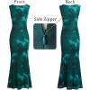 image:imageVFSHOW Womens Boat Neck Formal Bodycon Maxi Sleeveless Slim Fitted Wedding Guest Long Cocktail Mermaid DressGreen Floral Print