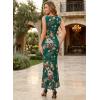 image:imageVFSHOW Womens Boat Neck Formal Bodycon Maxi Sleeveless Slim Fitted Wedding Guest Long Cocktail Mermaid DressGreen Multi Floral Print