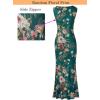 image:imageVFSHOW Womens Boat Neck Formal Bodycon Maxi Sleeveless Slim Fitted Wedding Guest Long Cocktail Mermaid DressGreen Multi Floral Print