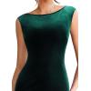 image:imageVFSHOW Womens Boat Neck Formal Bodycon Maxi Sleeveless Slim Fitted Wedding Guest Long Cocktail Mermaid DressGreen Velvet