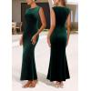 image:imageVFSHOW Womens Boat Neck Formal Bodycon Maxi Sleeveless Slim Fitted Wedding Guest Long Cocktail Mermaid DressGreen Velvet