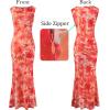 image:imageVFSHOW Womens Boat Neck Formal Bodycon Maxi Sleeveless Slim Fitted Wedding Guest Long Cocktail Mermaid DressOrange Floral Print