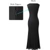 image:imageVFSHOW Womens Boat Neck Formal Bodycon Maxi Sleeveless Slim Fitted Wedding Guest Long Cocktail Mermaid DressSolid Black