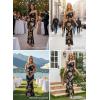 image:imageVFSHOW Womens Elegant Halter Neck Formal Bodycon Fitted Wedding Guest Long Cocktail Evening Mermaid Maxi DressBlack With Orange Floral Print