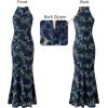 image:imageVFSHOW Womens Elegant Halter Neck Formal Bodycon Fitted Wedding Guest Long Cocktail Evening Mermaid Maxi DressBlue and Black Leopard Print