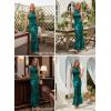image:imageVFSHOW Womens Elegant Halter Neck Formal Bodycon Fitted Wedding Guest Long Cocktail Evening Mermaid Maxi DressGreen Floral Print
