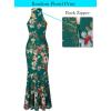 image:imageVFSHOW Womens Elegant Halter Neck Formal Bodycon Fitted Wedding Guest Long Cocktail Evening Mermaid Maxi DressGreen Multi Floral Print