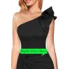 image:imageVFSHOW Womens Formal Elegant Ruffle One Shoulder Twist Knot Fitted High Slit Maxi Dress Cocktail Prom Evening Long Gown