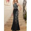 image:imageVFSHOW Womens Formal Prom Halter Floral Lace Wedding Guest Mermaid Maxi Dress 2024 Sexy Elegant Long Cocktail Evening Gown