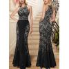 image:imageVFSHOW Womens Formal Prom Halter Floral Lace Wedding Guest Mermaid Maxi Dress 2024 Sexy Elegant Long Cocktail Evening Gown
