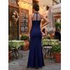 image:imageVFSHOW Womens Formal Sexy Halter High Slit Prom Wedding Guest Maxi Dress 2023 Illusion Sweetheart Neckline Evening Long GownSparkly Dark Blue  Floral Embroidery