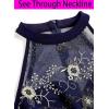image:imageVFSHOW Womens Formal Sexy Halter High Slit Prom Wedding Guest Maxi Dress 2023 Illusion Sweetheart Neckline Evening Long GownSparkly Dark Blue  Floral Embroidery