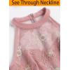 image:imageVFSHOW Womens Formal Sexy Halter High Slit Prom Wedding Guest Maxi Dress 2023 Illusion Sweetheart Neckline Evening Long GownSparkly Pink  Floral Embroidery