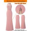 image:imageVFSHOW Womens Formal Sexy Halter High Slit Prom Wedding Guest Maxi Dress 2023 Illusion Sweetheart Neckline Evening Long GownSparkly Pink  Floral Embroidery