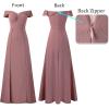 image:imageVFSHOW Womens Off Shoulder Ruched V Neck Double Slit Formal ALine Maxi Dress 2023 Wedding Guest Cocktail Evening Long Gown