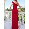 image:imageVFSHOW Womens Ruffle One Shoulder Strap Ruched Prom Formal Wedding Maxi Dress 2023 Sexy Faux Wrap Split Cocktail Evening Gown