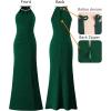 image:imageVFSHOW Womens Sexy Cut Out Beaded Halter Formal Prom Maxi Dress Ruched High Slit Cocktail Gala Ball Evening GownDark Green With Glitter