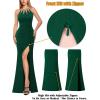 image:imageVFSHOW Womens Sexy Cut Out Beaded Halter Formal Prom Maxi Dress Ruched High Slit Cocktail Gala Ball Evening GownDark Green With Glitter