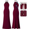 image:imageVFSHOW Womens Sexy Cut Out Beaded Halter Formal Prom Maxi Dress Ruched High Slit Cocktail Gala Ball Evening GownDark Red With Glitter