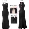 image:imageVFSHOW Womens Sexy Cut Out Halter Formal Wedding Guest Bodycon Long Cocktail Party Prom Night Out Evening Mermaid DressBlack