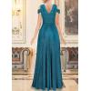image:imageVFSHOW Womens Sexy Deep V Neck Ruched Formal Prom ALine Maxi Long Dress Cold Shoulder Cocktail High Low Slit Evening Gown