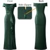 image:imageVFSHOW Womens Sexy Elegant Formal Prom Off Shoulder Ruffle High Slit Maxi Dress 2023 3D Flower Applique Cocktail Evening Gown