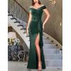 image:imageVFSHOW Womens Sexy Elegant Formal Prom Off Shoulder Ruffle High Slit Maxi Dress 2023 3D Flower Applique Cocktail Evening Gown