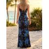 image:imageVFSHOW Womens Sexy Formal Ruched Fitted High Slit Bodycon Maxi Dress Spaghetti Strap Sweetheart Cocktail Prom Evening GownLight Blue Floral Print