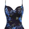 image:imageVFSHOW Womens Sexy Formal Ruched Fitted High Slit Bodycon Maxi Dress Spaghetti Strap Sweetheart Cocktail Prom Evening GownLight Blue Floral Print