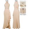 image:imageVFSHOW Womens Sexy Halter Neck Beaded Ruffle Slit Prom Formal Maxi Dress 2023 Wedding Guest Twist Front Cocktail Evening Gown
