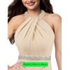 image:imageVFSHOW Womens Sexy Halter Neck Beaded Ruffle Slit Prom Formal Maxi Dress 2023 Wedding Guest Twist Front Cocktail Evening Gown