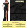 image:imageVFSHOW Womens Sexy Off Shoulder Ruched Buttons High Slit Prom Formal Maxi Dress 2023 Wedding Guest Cocktail Evening Long Gown