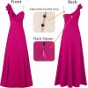 image:imageVFSHOW Womens Sexy Ruffle One Shoulder Double High Slit Formal Prom Maxi Dress V Neck Beaded Strap ALine Evening Gown
