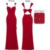 image:imageVFSHOW Womens Sexy Sweetheart Neckline Backless Ruffle Formal Prom Maxi Dress High Slit Wedding Guest Gala Evening GownSparkly Red