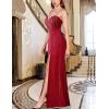 image:imageVFSHOW Womens Sexy Sweetheart Neckline Double Slit Prom Formal ALine Maxi Dress 2023 Rhinestone Spaghetti Strap Wedding Guest Sparkly Glitter Evening Long Gown Red XLarge 10811 RED XL