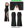 image:imageVFSHOW Womens Sweetheart V Neck Ruched Backless Prom Formal High Slit Maxi Dress 2023 Sexy Sequin Wide Strap Evening Gown