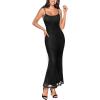 image:imageVFSHOW Womens 2025 Spaghetti Strap Cocktail Bodycon Maxi Dress Sexy Backless Scoop Neck Wedding Guest Formal Long DressesBlack